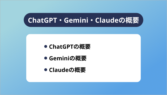 ChatGPT・Gemini・Claudeの概要