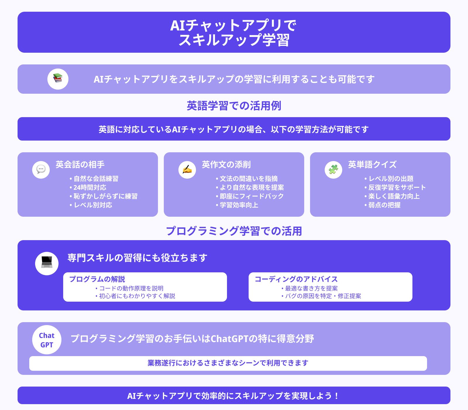 スキルアップの学習に使う