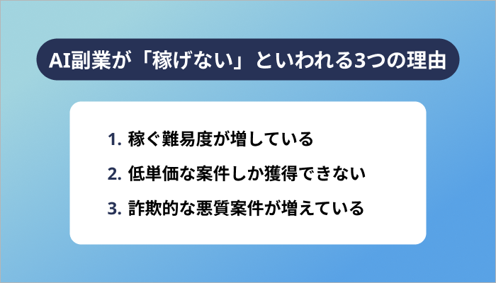 AI副業が「稼げない」といわれる3つの理由