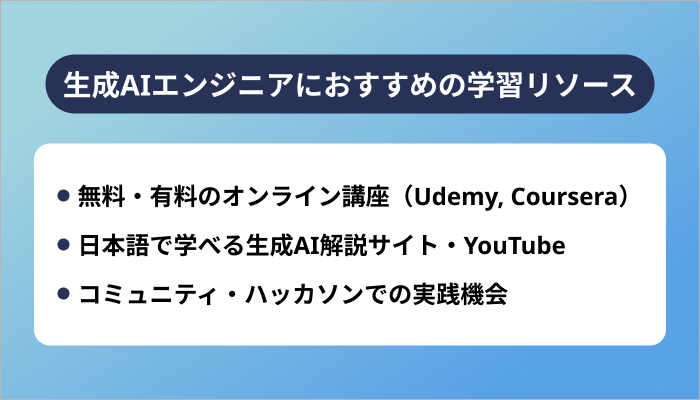 生成AIエンジニアにおすすめの学習リソース