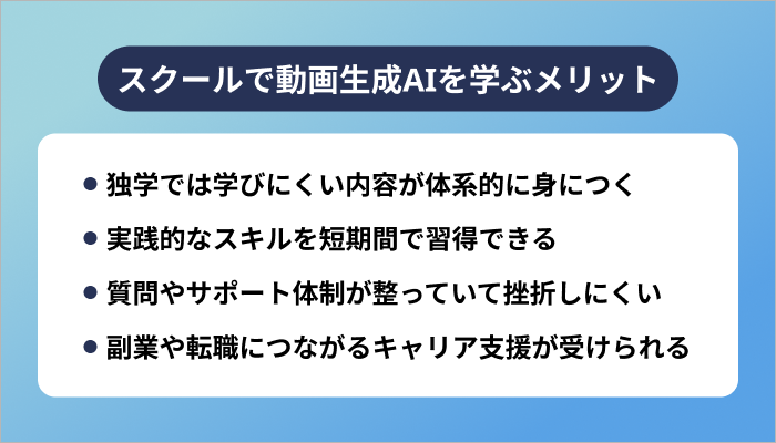 スクールで動画生成AIを学ぶメリット
