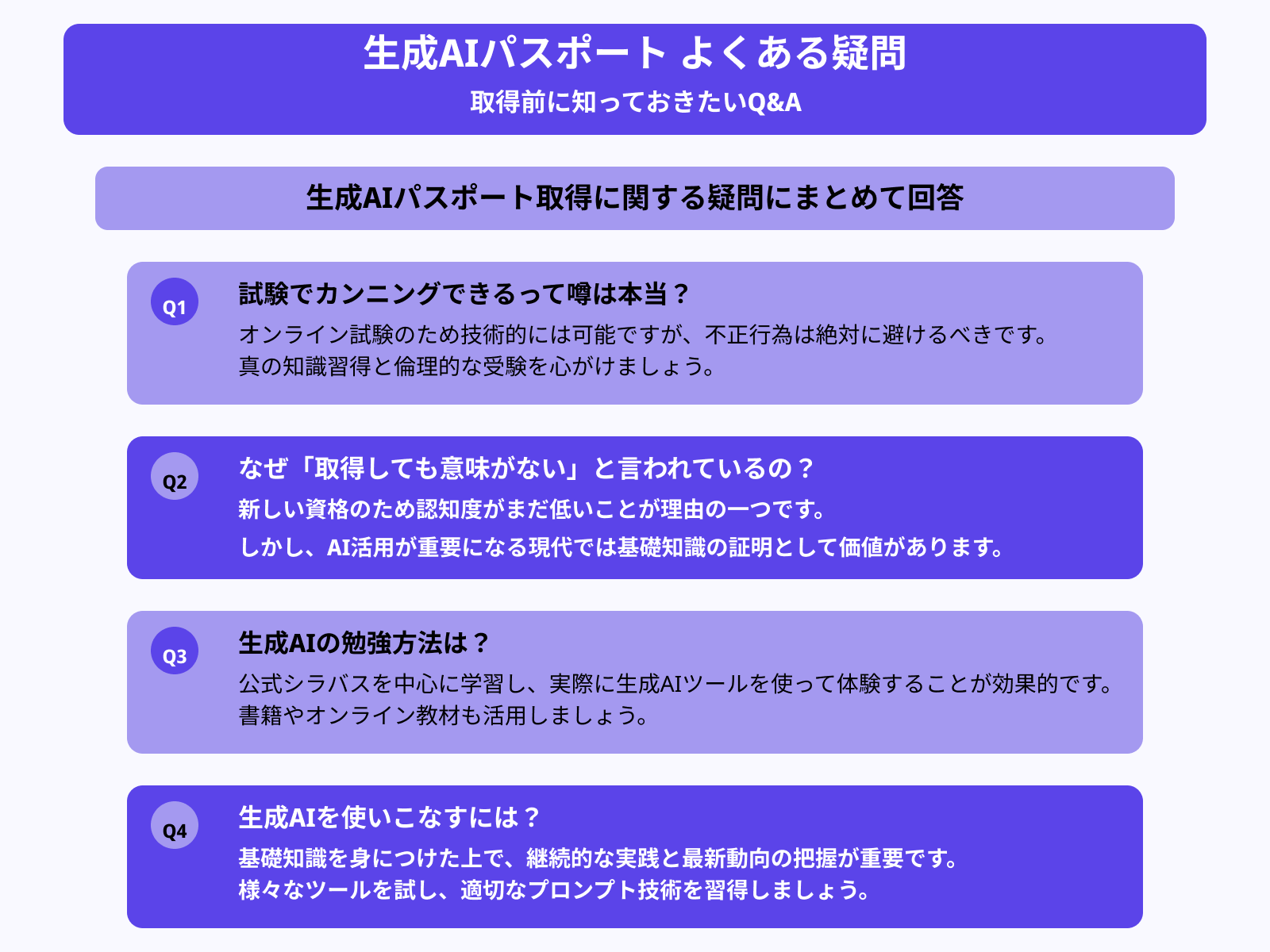 生成AIパスポートを取得する際によく抱く質問