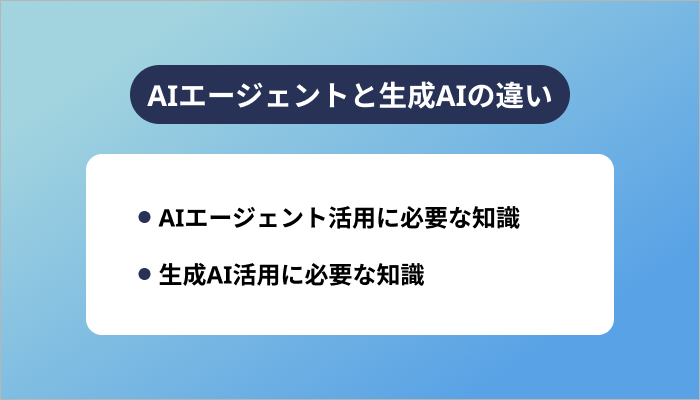 【活用に必要な知識】AIエージェントと生成AIの違い