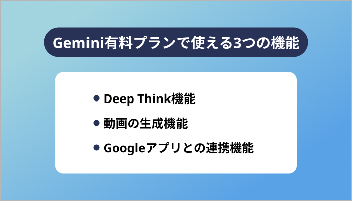 Gemini無料版にはない有料プランで使える3つの機能
