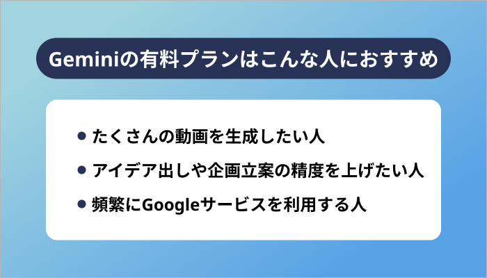 Geminiの有料プランはこんな人におすすめ