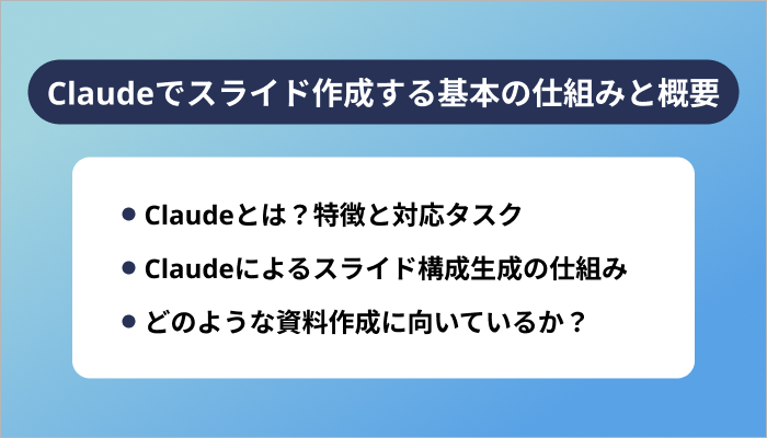 Claudeでスライド作成は可能？基本の仕組みと概要