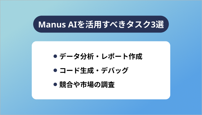 Manus AIを活用すべきタスク3選